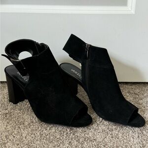 Vaneli Suede Open Toe Booties